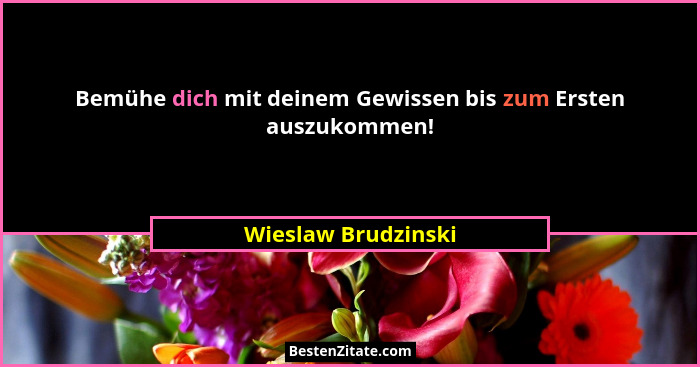 Bemühe dich mit deinem Gewissen bis zum Ersten auszukommen!... - Wieslaw Brudzinski