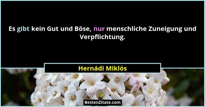Es gibt kein Gut und Böse, nur menschliche Zuneigung und Verpflichtung.... - Hernádi Miklós