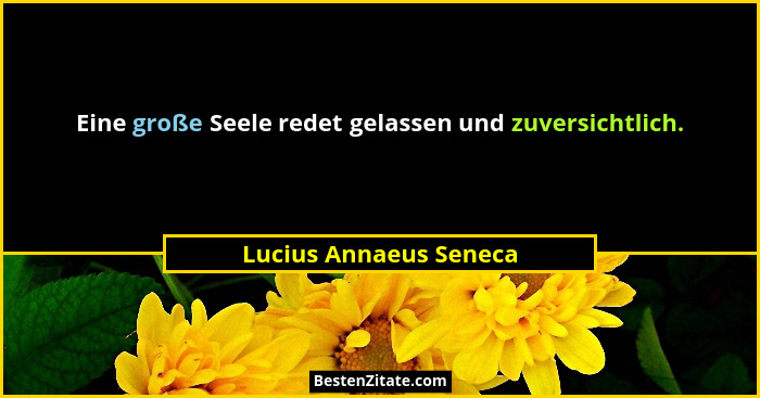 Eine große Seele redet gelassen und zuversichtlich.... - Lucius Annaeus Seneca