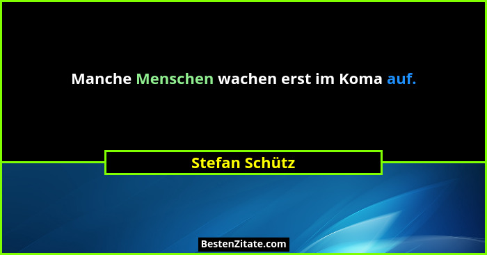 Manche Menschen wachen erst im Koma auf.... - Stefan Schütz