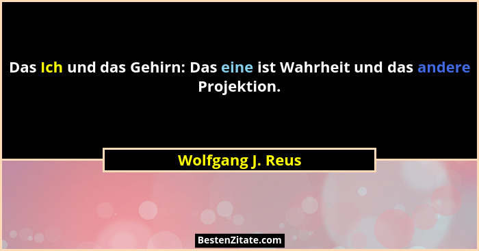 Das Ich und das Gehirn: Das eine ist Wahrheit und das andere Projektion.... - Wolfgang J. Reus
