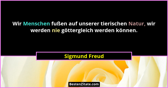 Wir Menschen fußen auf unserer tierischen Natur, wir werden nie göttergleich werden können.... - Sigmund Freud