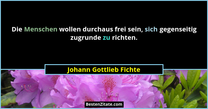 Die Menschen wollen durchaus frei sein, sich gegenseitig zugrunde zu richten.... - Johann Gottlieb Fichte