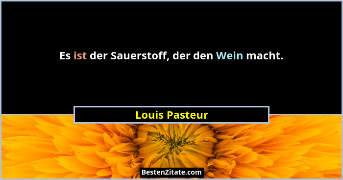 Es ist der Sauerstoff, der den Wein macht.... - Louis Pasteur