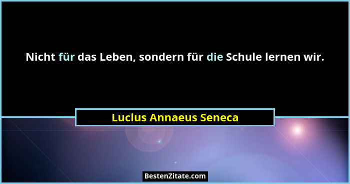 Nicht für das Leben, sondern für die Schule lernen wir.... - Lucius Annaeus Seneca