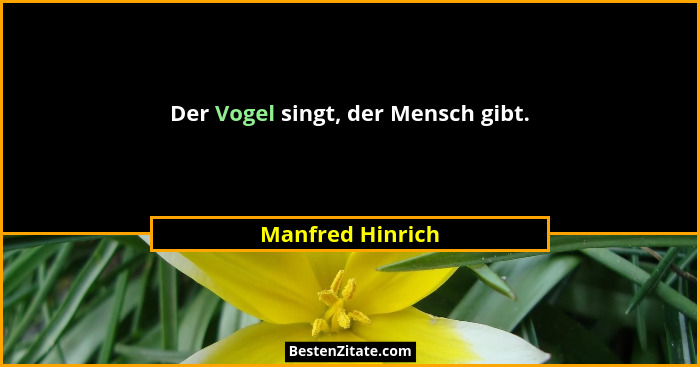 Der Vogel singt, der Mensch gibt.... - Manfred Hinrich