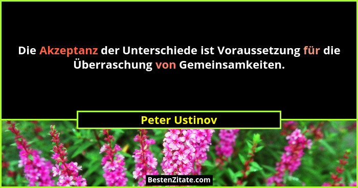 Die Akzeptanz der Unterschiede ist Voraussetzung für die Überraschung von Gemeinsamkeiten.... - Peter Ustinov