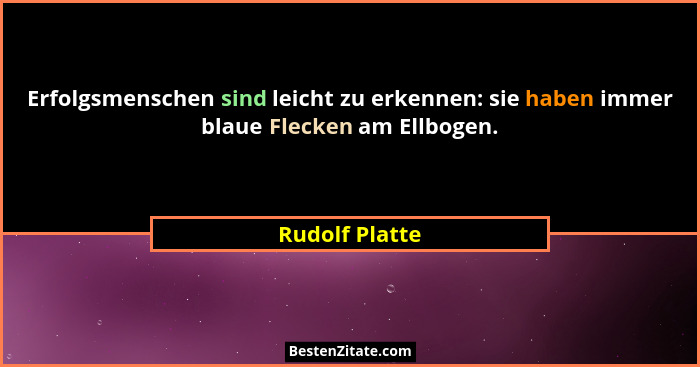 Erfolgsmenschen sind leicht zu erkennen: sie haben immer blaue Flecken am Ellbogen.... - Rudolf Platte