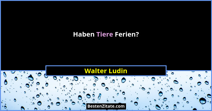 Haben Tiere Ferien?... - Walter Ludin