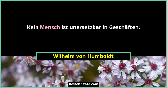 Kein Mensch ist unersetzbar in Geschäften.... - Wilhelm von Humboldt
