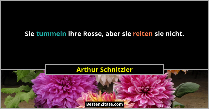 Sie tummeln ihre Rosse, aber sie reiten sie nicht.... - Arthur Schnitzler