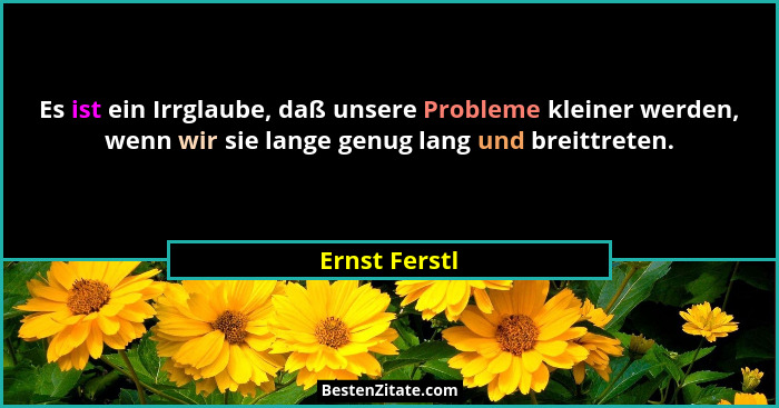 Es ist ein Irrglaube, daß unsere Probleme kleiner werden, wenn wir sie lange genug lang und breittreten.... - Ernst Ferstl