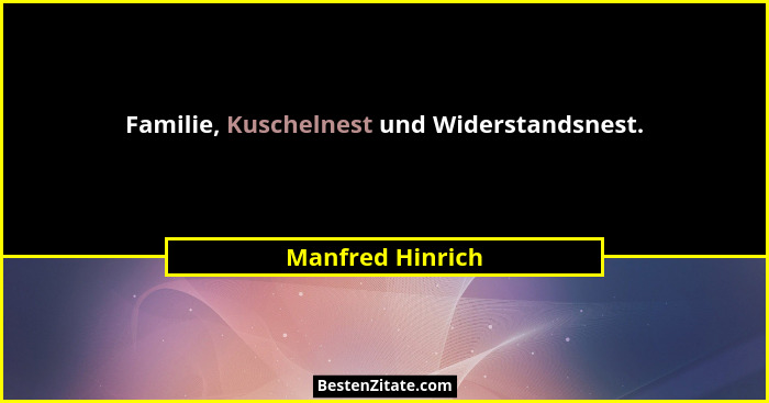 Familie, Kuschelnest und Widerstandsnest.... - Manfred Hinrich