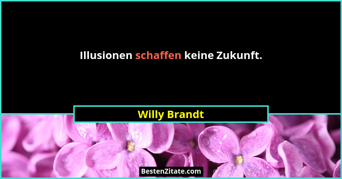 Illusionen schaffen keine Zukunft.... - Willy Brandt