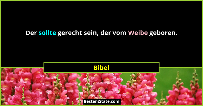 Der sollte gerecht sein, der vom Weibe geboren.... - Bibel