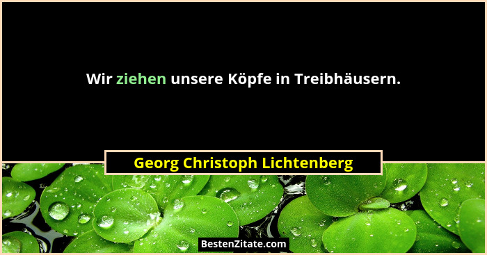 Wir ziehen unsere Köpfe in Treibhäusern.... - Georg Christoph Lichtenberg
