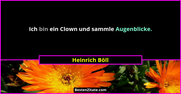 Ich bin ein Clown und sammle Augenblicke.... - Heinrich Böll
