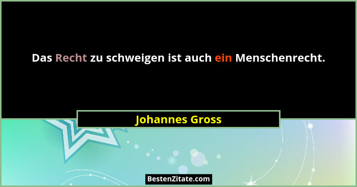 Das Recht zu schweigen ist auch ein Menschenrecht.... - Johannes Gross