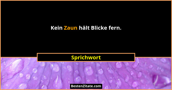 Kein Zaun hält Blicke fern.... - Sprichwort