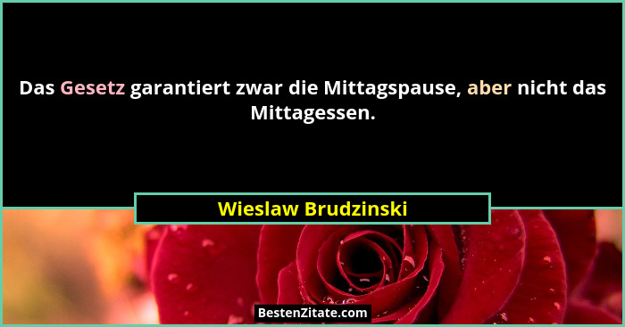 Das Gesetz garantiert zwar die Mittagspause, aber nicht das Mittagessen.... - Wieslaw Brudzinski