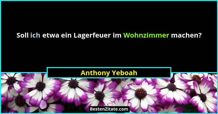 Soll ich etwa ein Lagerfeuer im Wohnzimmer machen?... - Anthony Yeboah