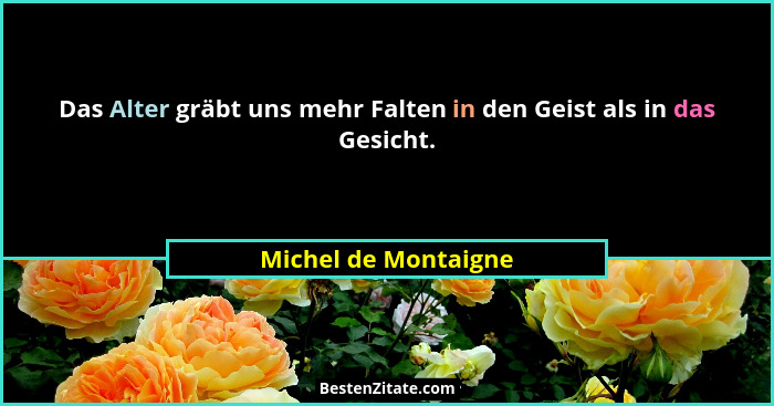 Das Alter gräbt uns mehr Falten in den Geist als in das Gesicht.... - Michel de Montaigne