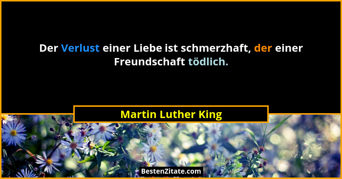 Der Verlust einer Liebe ist schmerzhaft, der einer Freundschaft tödlich.... - Martin Luther King