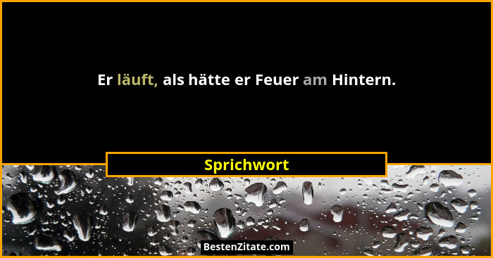 Er läuft, als hätte er Feuer am Hintern.... - Sprichwort