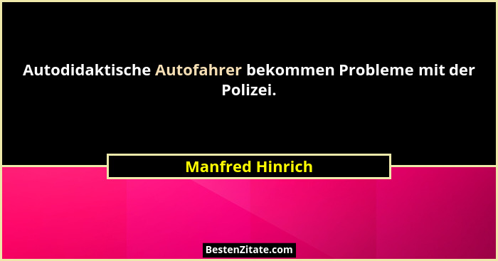 Autodidaktische Autofahrer bekommen Probleme mit der Polizei.... - Manfred Hinrich