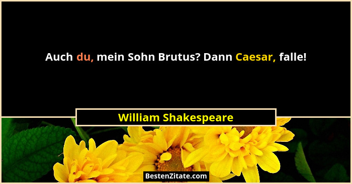 Auch du, mein Sohn Brutus? Dann Caesar, falle!... - William Shakespeare