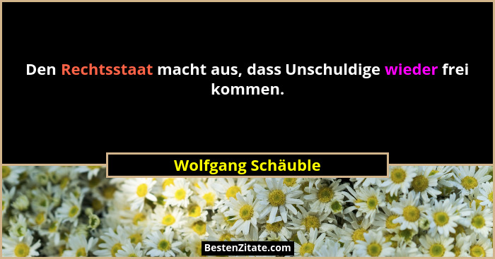 Den Rechtsstaat macht aus, dass Unschuldige wieder frei kommen.... - Wolfgang Schäuble