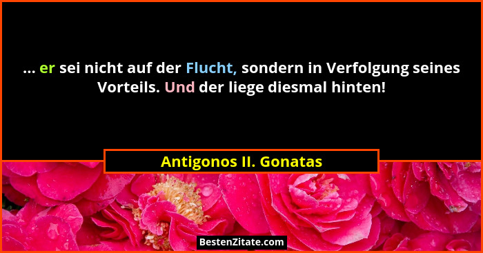 ... er sei nicht auf der Flucht, sondern in Verfolgung seines Vorteils. Und der liege diesmal hinten!... - Antigonos II. Gonatas