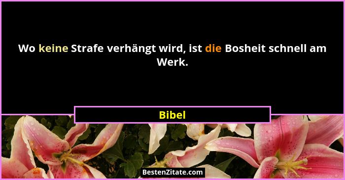 Wo keine Strafe verhängt wird, ist die Bosheit schnell am Werk.... - Bibel