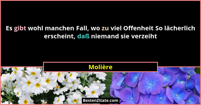 Es gibt wohl manchen Fall, wo zu viel Offenheit So lächerlich erscheint, daß niemand sie verzeiht... - Molière
