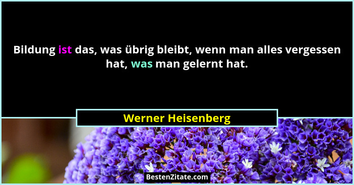 Bildung ist das, was übrig bleibt, wenn man alles vergessen hat, was man gelernt hat.... - Werner Heisenberg