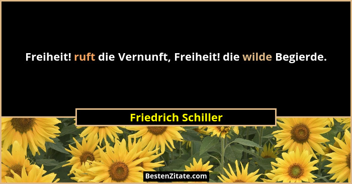 Freiheit! ruft die Vernunft, Freiheit! die wilde Begierde.... - Friedrich Schiller