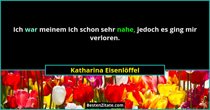 Ich war meinem Ich schon sehr nahe, jedoch es ging mir verloren.... - Katharina Eisenlöffel