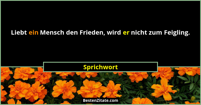Liebt ein Mensch den Frieden, wird er nicht zum Feigling.... - Sprichwort