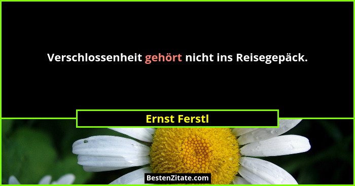 Verschlossenheit gehört nicht ins Reisegepäck.... - Ernst Ferstl