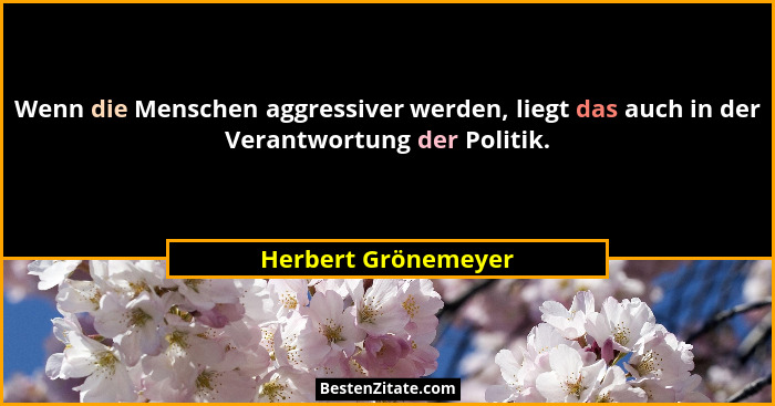 Wenn die Menschen aggressiver werden, liegt das auch in der Verantwortung der Politik.... - Herbert Grönemeyer