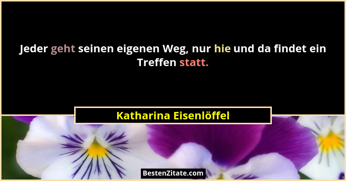 Jeder geht seinen eigenen Weg, nur hie und da findet ein Treffen statt.... - Katharina Eisenlöffel
