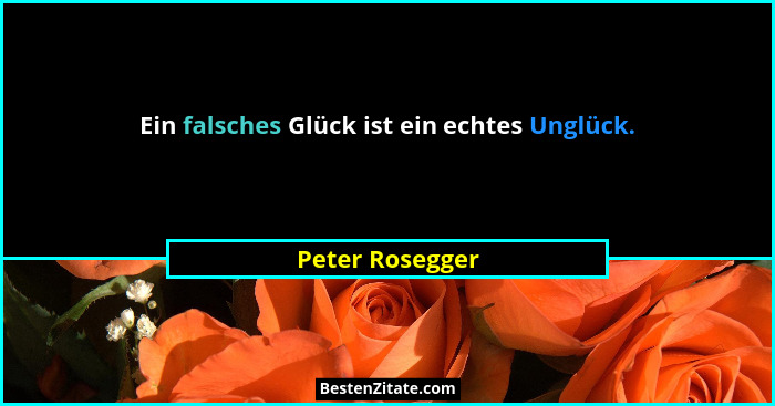 Ein falsches Glück ist ein echtes Unglück.... - Peter Rosegger