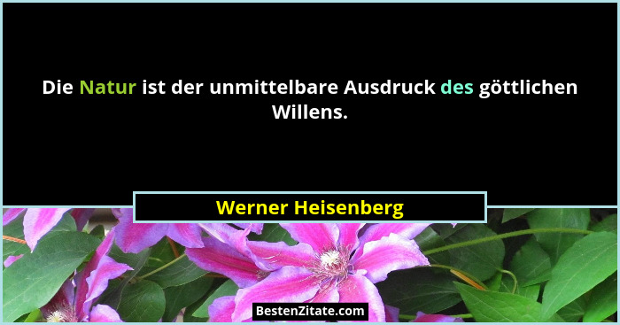 Die Natur ist der unmittelbare Ausdruck des göttlichen Willens.... - Werner Heisenberg