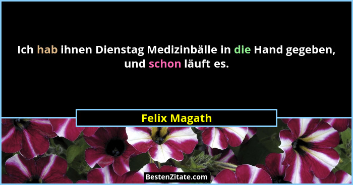Ich hab ihnen Dienstag Medizinbälle in die Hand gegeben, und schon läuft es.... - Felix Magath