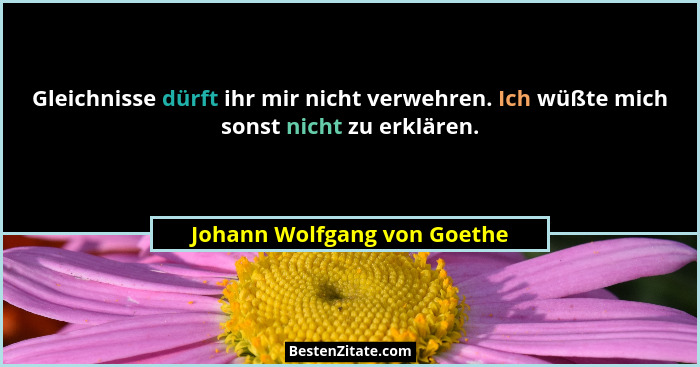 Gleichnisse dürft ihr mir nicht verwehren. Ich wüßte mich sonst nicht zu erklären.... - Johann Wolfgang von Goethe