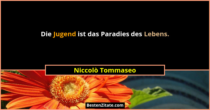 Die Jugend ist das Paradies des Lebens.... - Niccolò Tommaseo