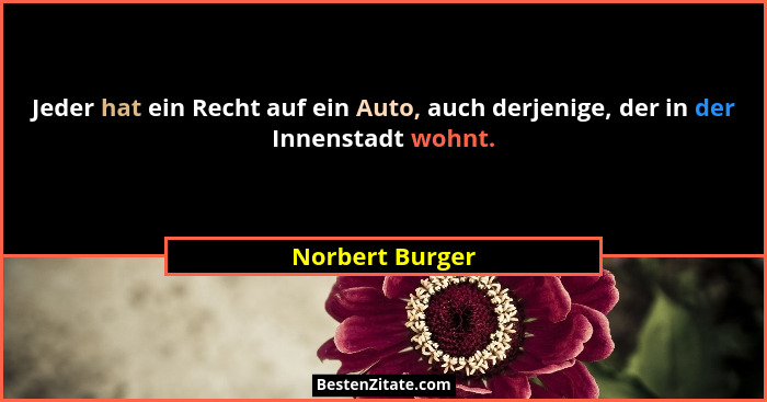 Jeder hat ein Recht auf ein Auto, auch derjenige, der in der Innenstadt wohnt.... - Norbert Burger