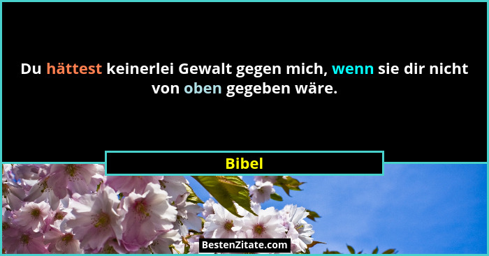Du hättest keinerlei Gewalt gegen mich, wenn sie dir nicht von oben gegeben wäre.... - Bibel