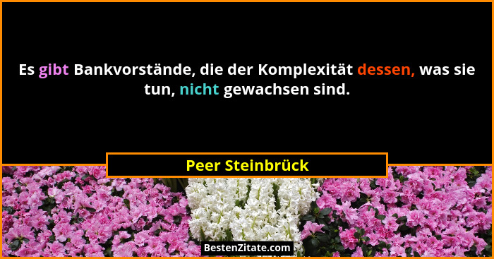 Es gibt Bankvorstände, die der Komplexität dessen, was sie tun, nicht gewachsen sind.... - Peer Steinbrück