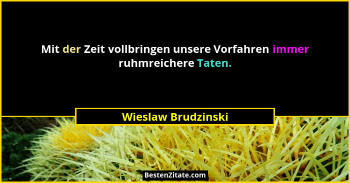 Mit der Zeit vollbringen unsere Vorfahren immer ruhmreichere Taten.... - Wieslaw Brudzinski